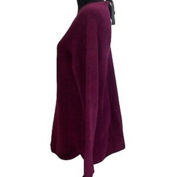 NWT Talbots Sz M Purple Fuzzy Soft Knit Merino Wool Blend Relaxed Tunic Sweater - Picture 2 of 9